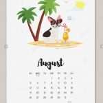 Kalender 2018 Vorlage Drucken Neu Vektor Cartoon Stil Abbildung August Französische