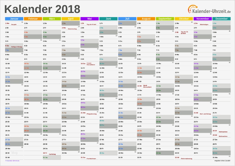 Kalender 2018 Vorlage Schönste Excel Kalender 2018 Download