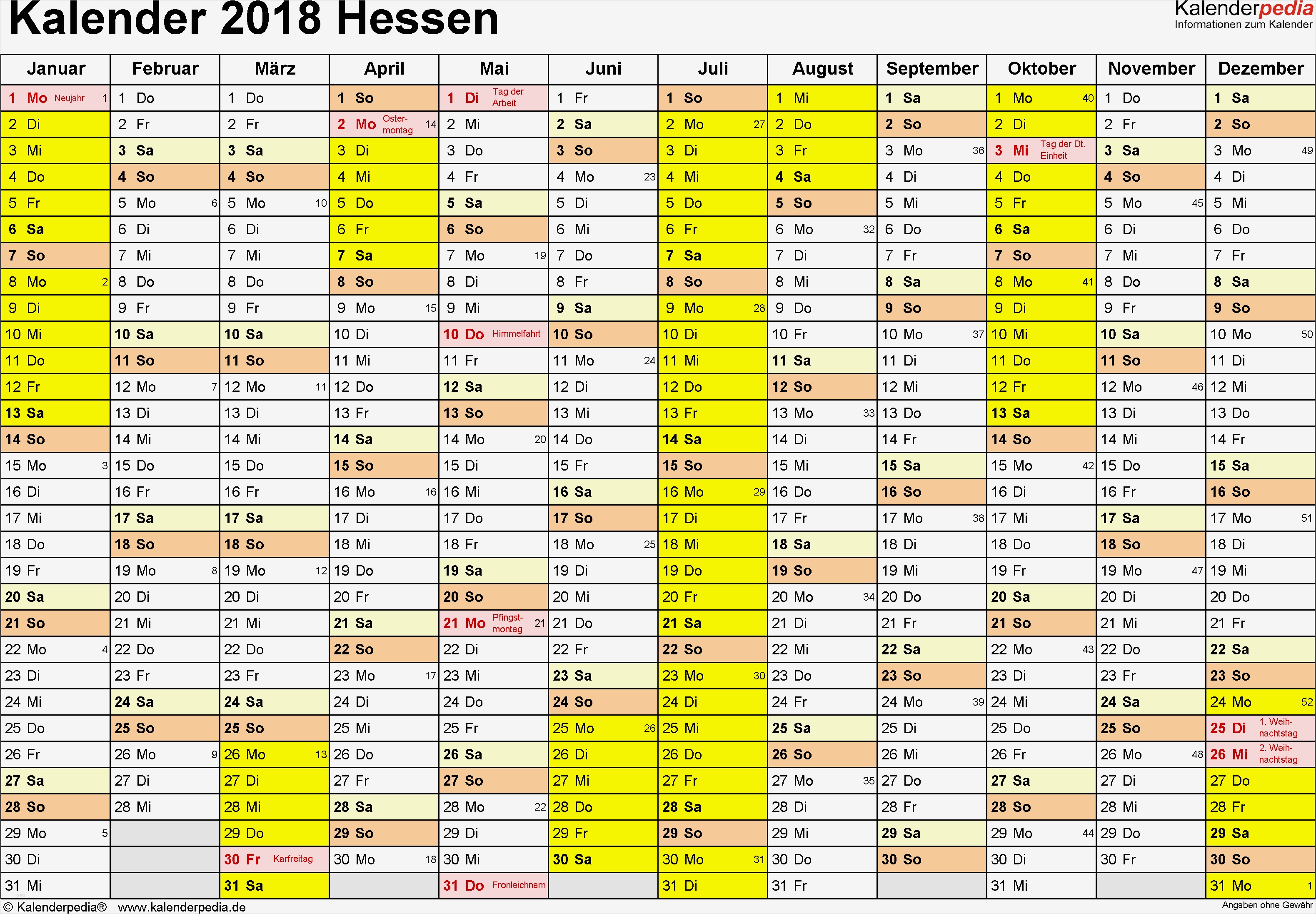 Kalender Vorlage 2018 Cool Kalender 2018 Hessen Ferien Feiertage Excel