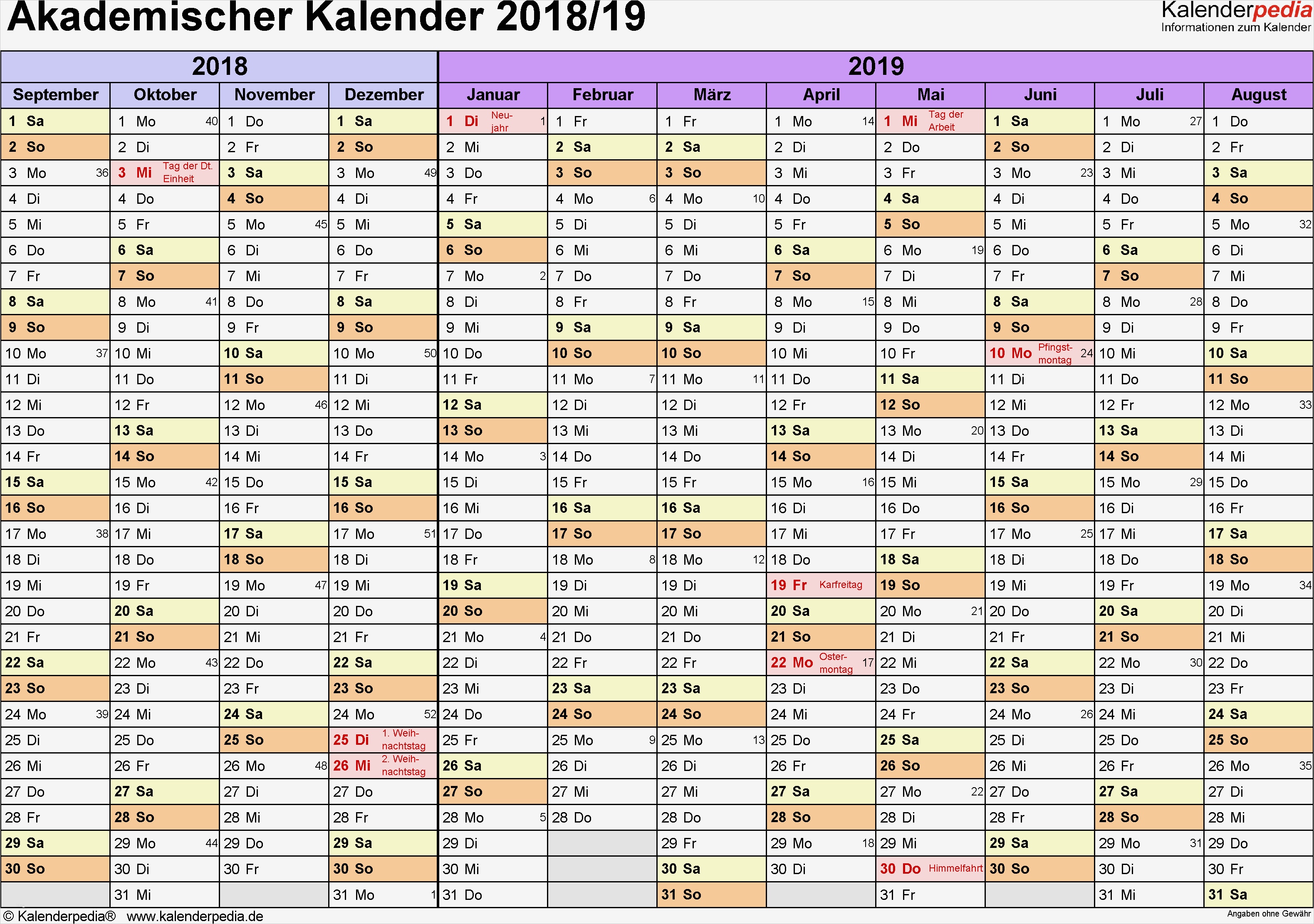 Kalender Word Vorlage Gut Akademischer Kalender 2018 2019 Als Word Vorlagen Zum