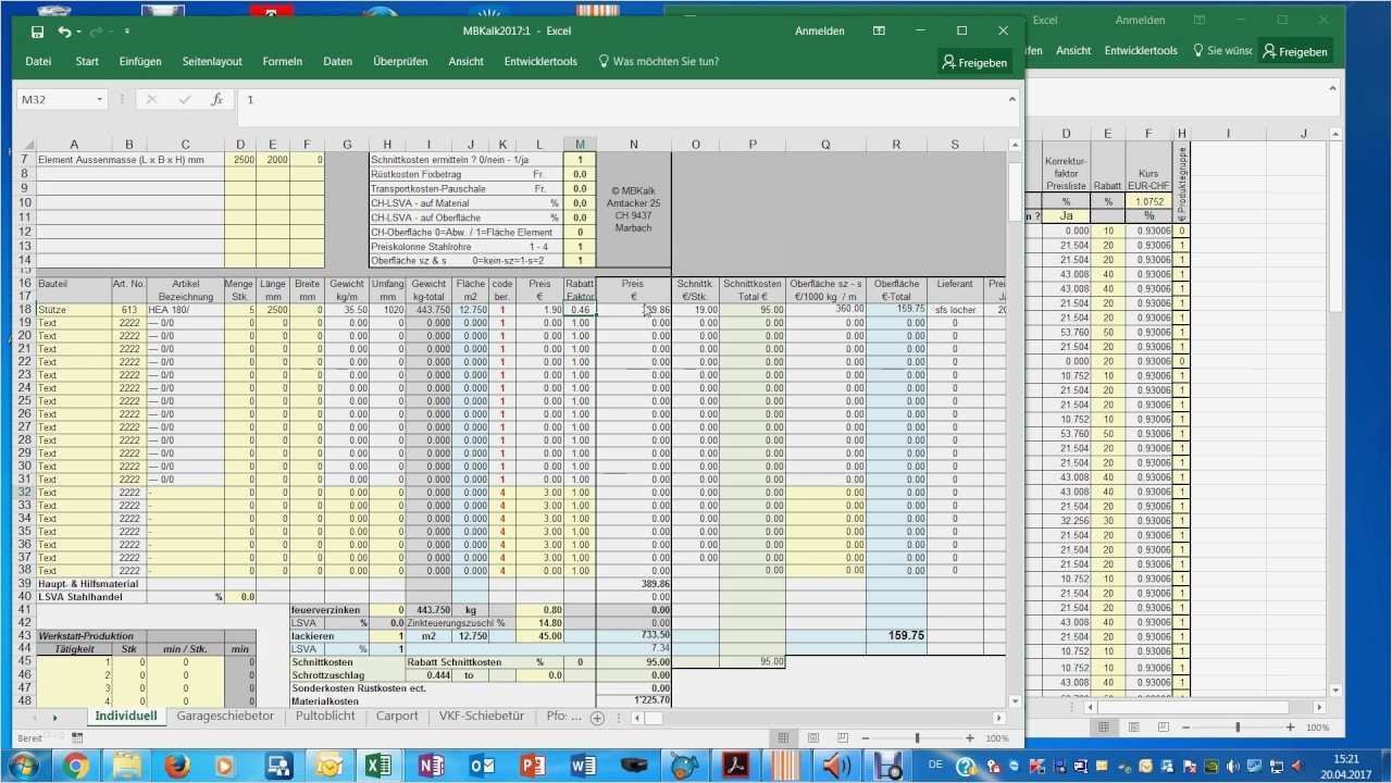 Kalkulation Excel Vorlage Kostenlos Best Of Kalkulation Für Metallbau Schlosserei Stahlbau