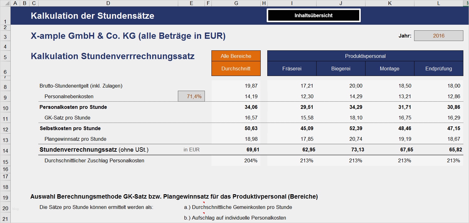 Kalkulation Handwerk Excel Vorlage Inspiration Excel Stundenverrechnungssatz Vorlage Für