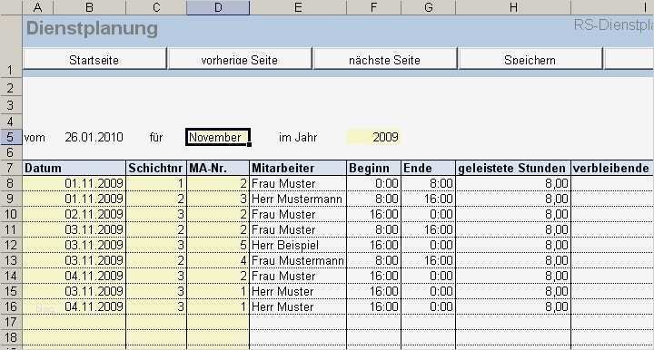 Kapazitätsplanung Mitarbeiter Excel Vorlage Hübsch Excel tool Rs Dienstplanung