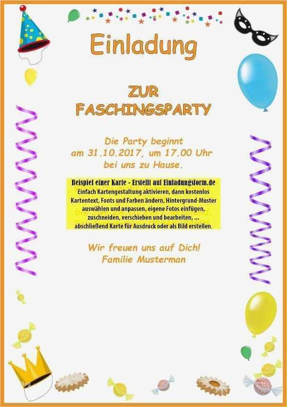 Karneval Einladung Vorlage Best Of Einladungskarte Fasching Feiertage