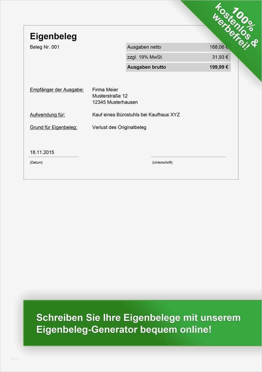 Kassenbericht 2017 Vorlage Angenehm Eigenbeleg Vorlage Zum Kostenlosen Download