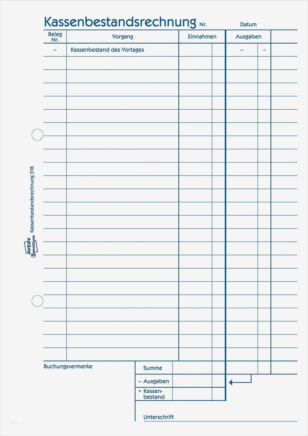 Kassenbuch 2017 Vorlage Erstaunlich Avery Zweckform 318 Kassenbestandsrechnung A5 50 Blatt Wei