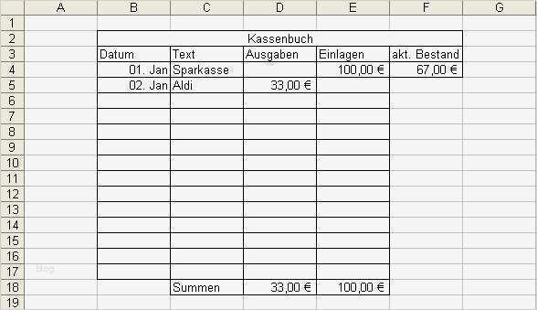 Kassenbuch Excel Kostenlos Vorlage Fabelhaft Excel 2003 Kassenbuch