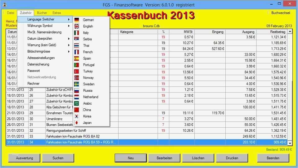 Kassenbuch Excel Vorlage Cool Fs Kassenbuch Download Kostenlos Januar 2017 Giga