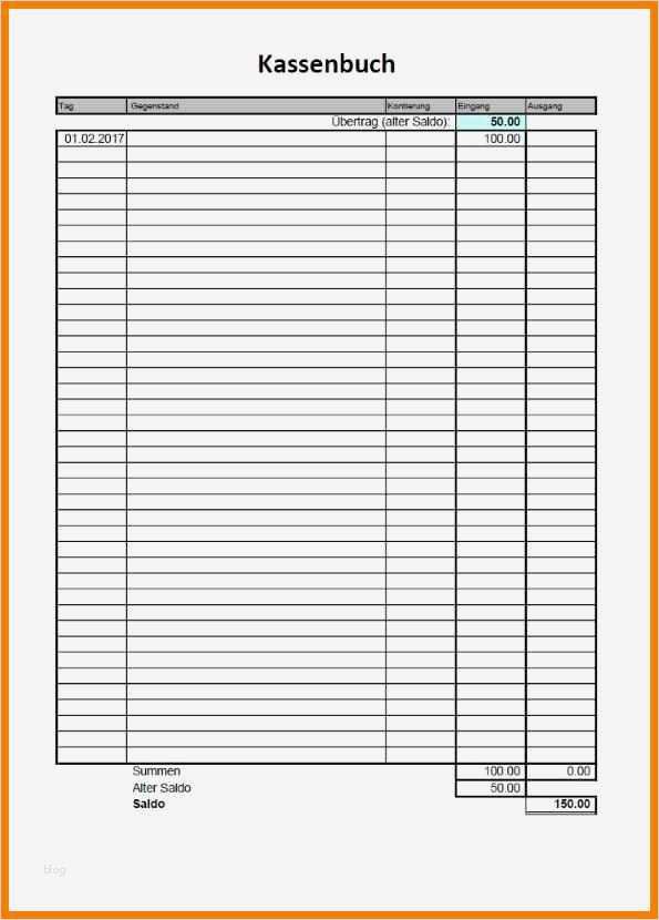 Kassenbuch Excel Vorlage Elegant 7 Kassenbuch Vordruck