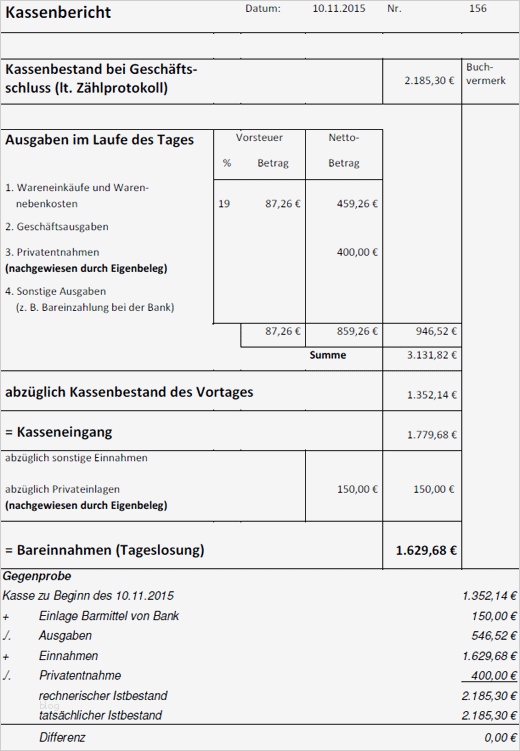 Kassenbuch Handschriftlich Vorlage Cool Anlage Muster Kassenbericht