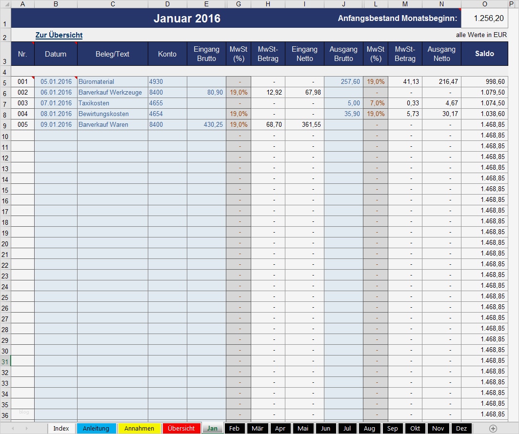 Kassenbuch Vorlage Excel Download Einzigartig Profi Kassenbuch Vorlage In Excel Zum Download
