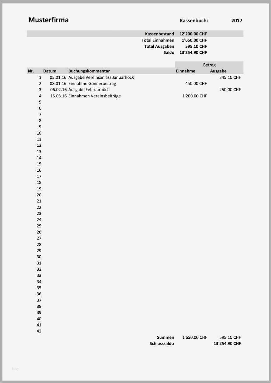 Kassenbuch Vorlage Excel Download Luxus Kassenbuch Vorlage Im Excel format – Gratis Herunterladen