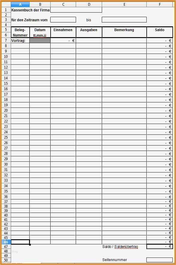 Kassenbuch Vorlage Excel Fabelhaft 6 Kassenbuch Vorlage Excel