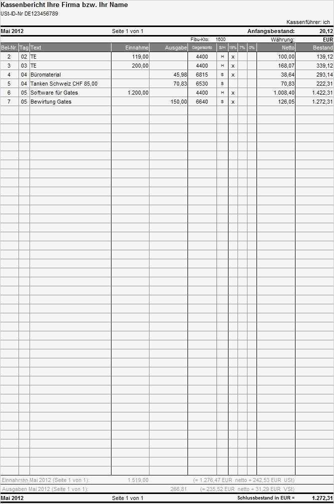 Kassenbuch Vorlage Kostenlos Elegant Excel Kassenbuch Für Alle Jahre Bei Freeware Download