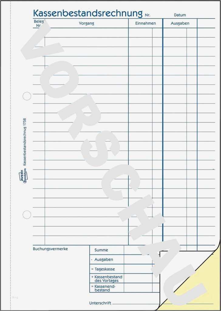 Kassenbuch Vorlage Zweckform Erstaunlich Kassenbestandsrechnung 1758