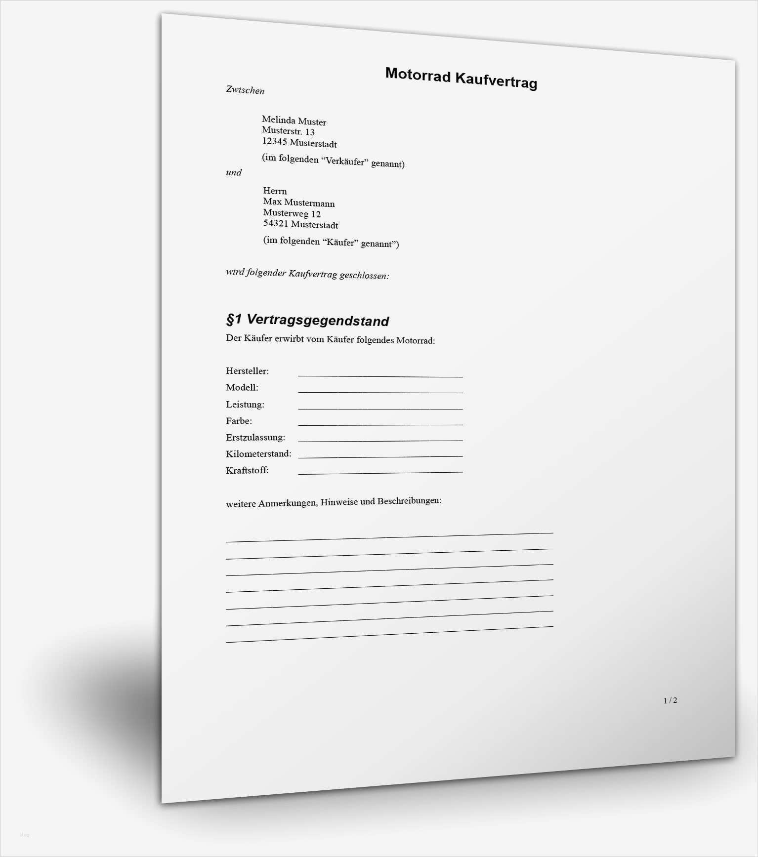 Kaufvertrag Motorrad Vorlage Angenehm Kostenlose Vorlage Für Einen Motorrad Kaufvertrag