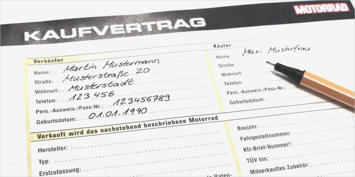 Kaufvertrag Motorrad Vorlage Gut Kaufvertrag Motorrad Für Privat Muster & Vorlage Kostenlos