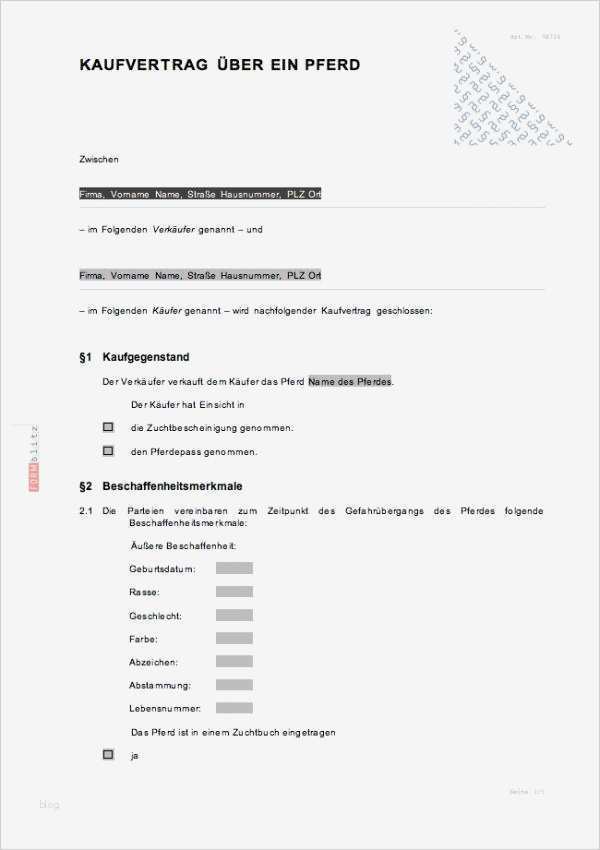 Kaufvertrag Pferd Vorlage Best Of Kaufvertrag Pferd