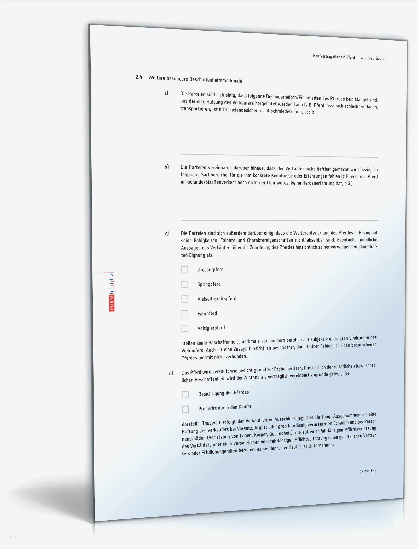 Kaufvertrag Pferd Vorlage Best Of Kaufvertrag Pferd