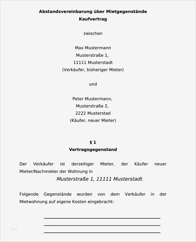 Kaufvertrag Wohnung Vorlage Fabelhaft Ablösevereinbarung Vorlage Zum Download