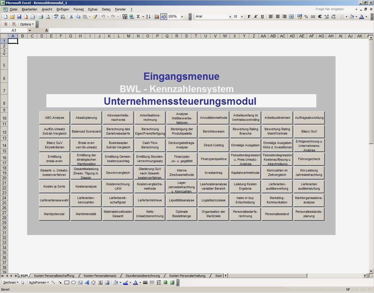 Keine Haftung übernehmen Vorlage Schönste Unternehmenssteuerungsmodul In Excel Bwl Kennzahlensystem