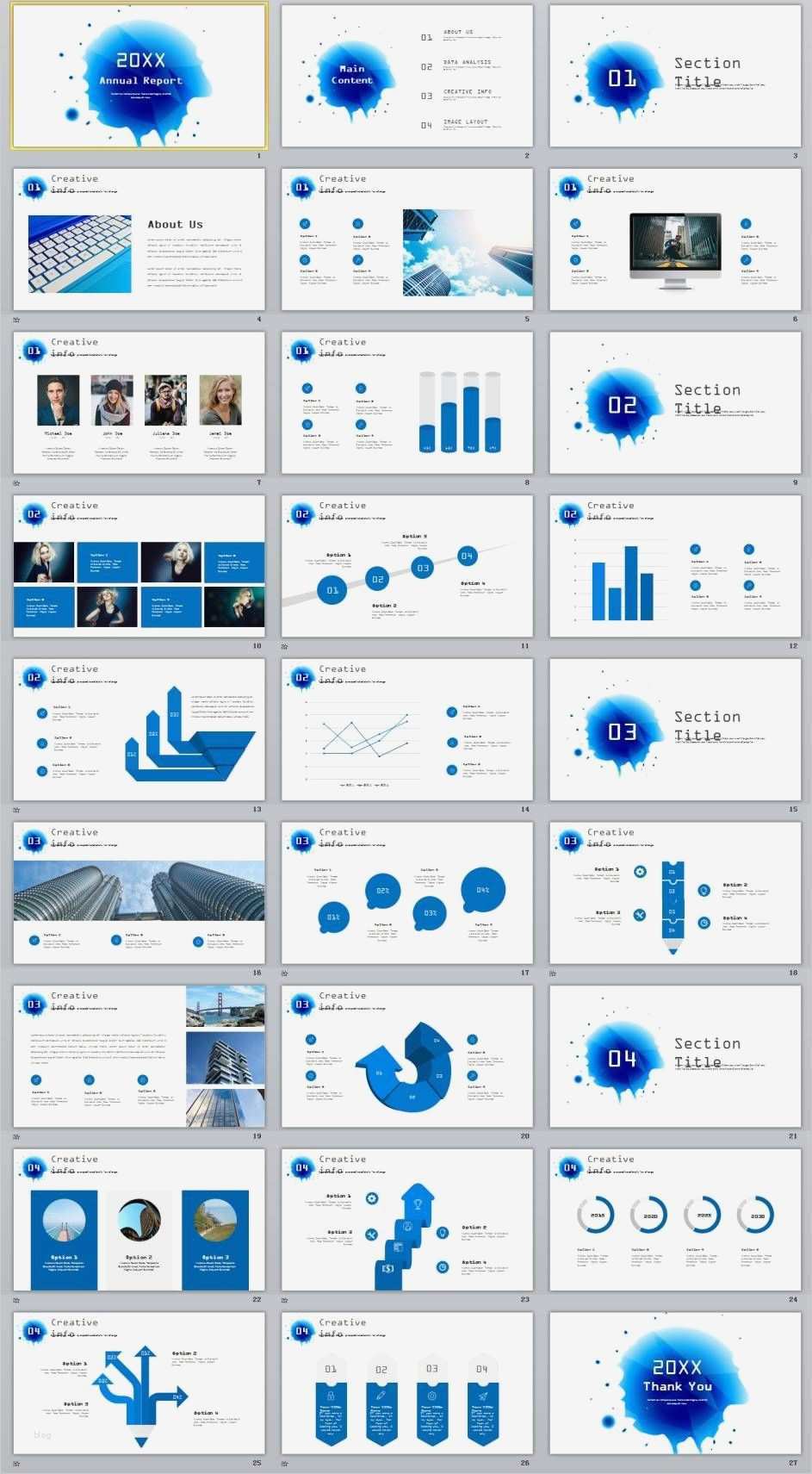 Keynote Präsentation Vorlage Schön 27 Blue Creative Infographics Annual Powerpoint Template