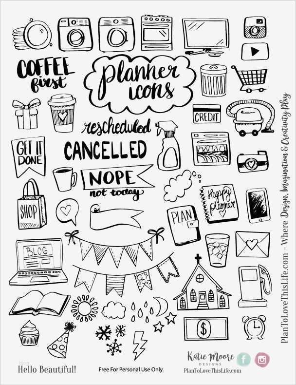 Free Printable Hand Drawn Planner Icons from Plan to Love