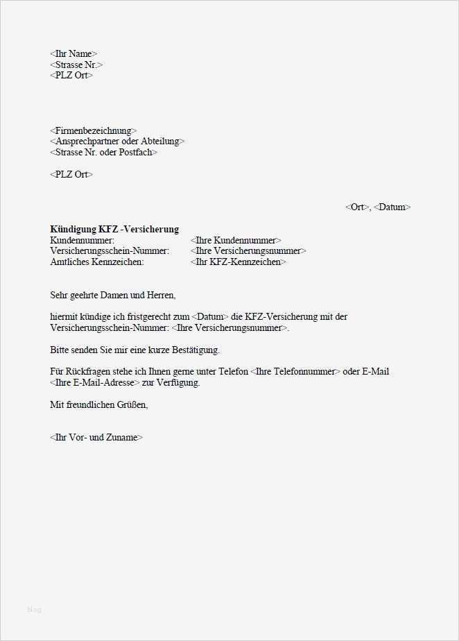 Kfz Kündigung Vorlage Cool Musterkündigung – Kfz Versicherung Zum sofort Download