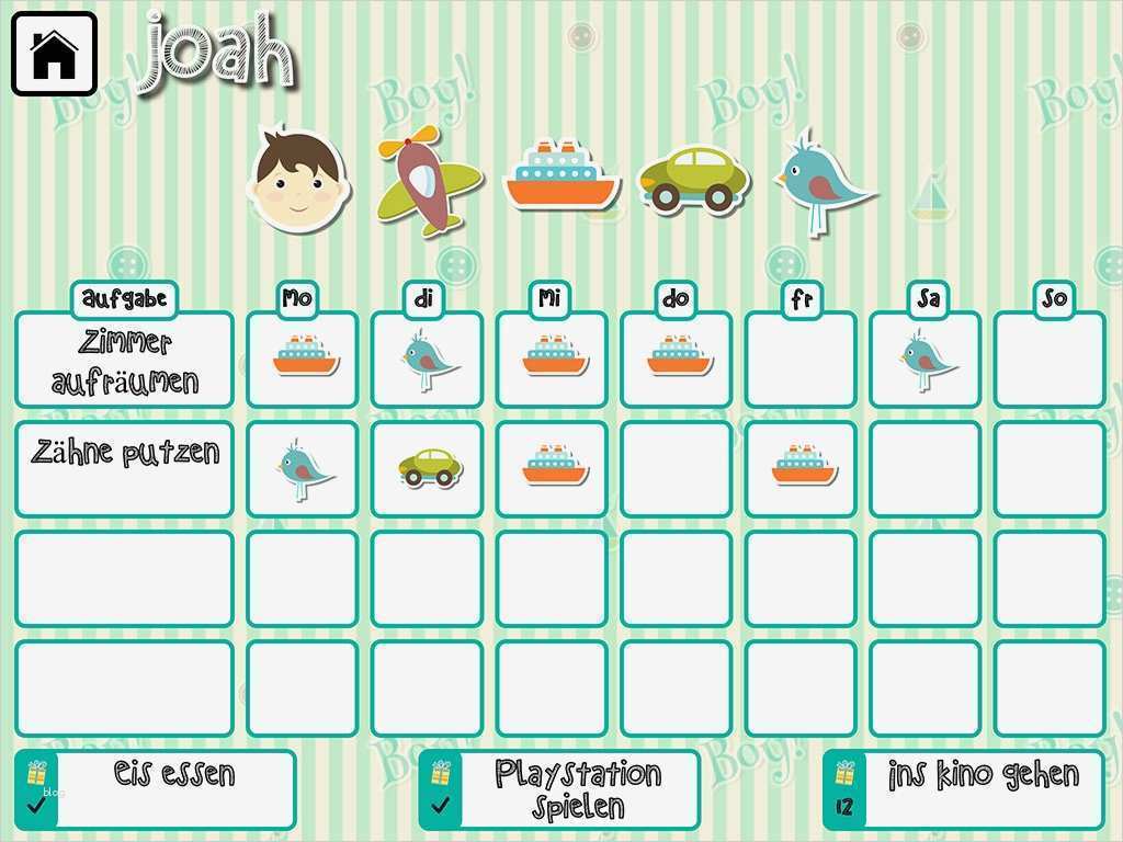 Kinder Regelplan Vorlage Bewundernswert Mein Belohnungskalender Für Ios Und android Aufgaben