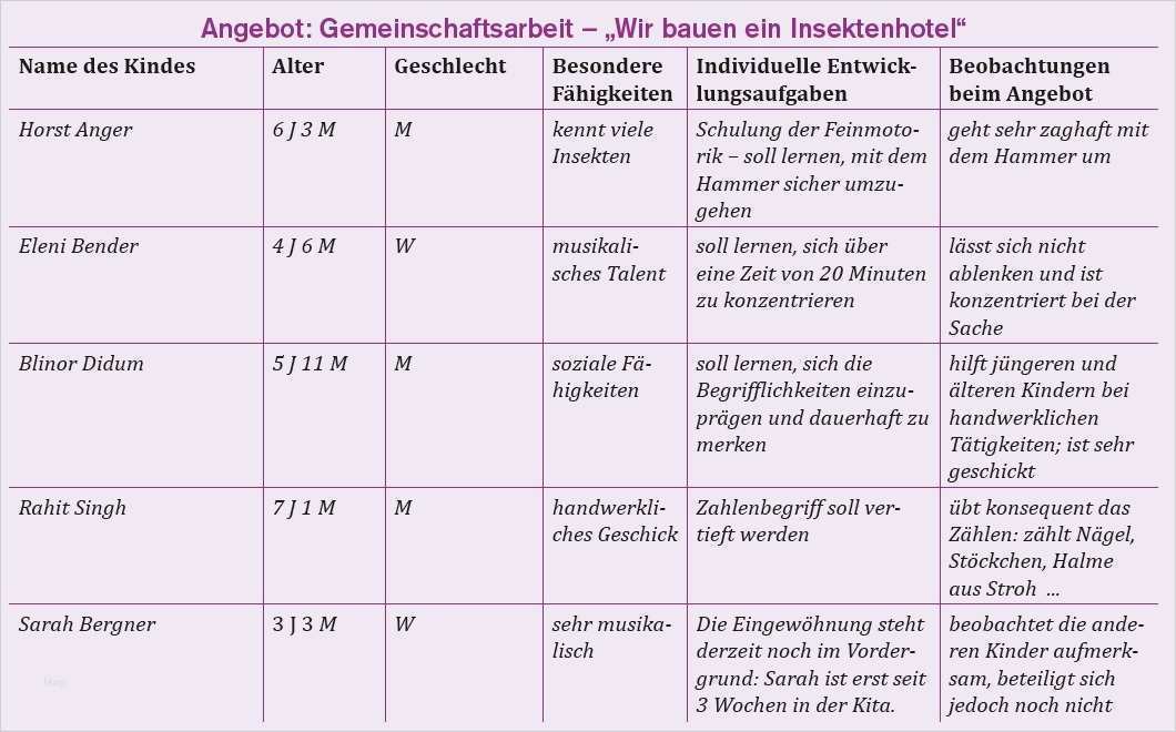 Kinderbeobachtung Vorlage Schönste Muster Kita Kinderliste Für Altersgemischte Gruppen Pro