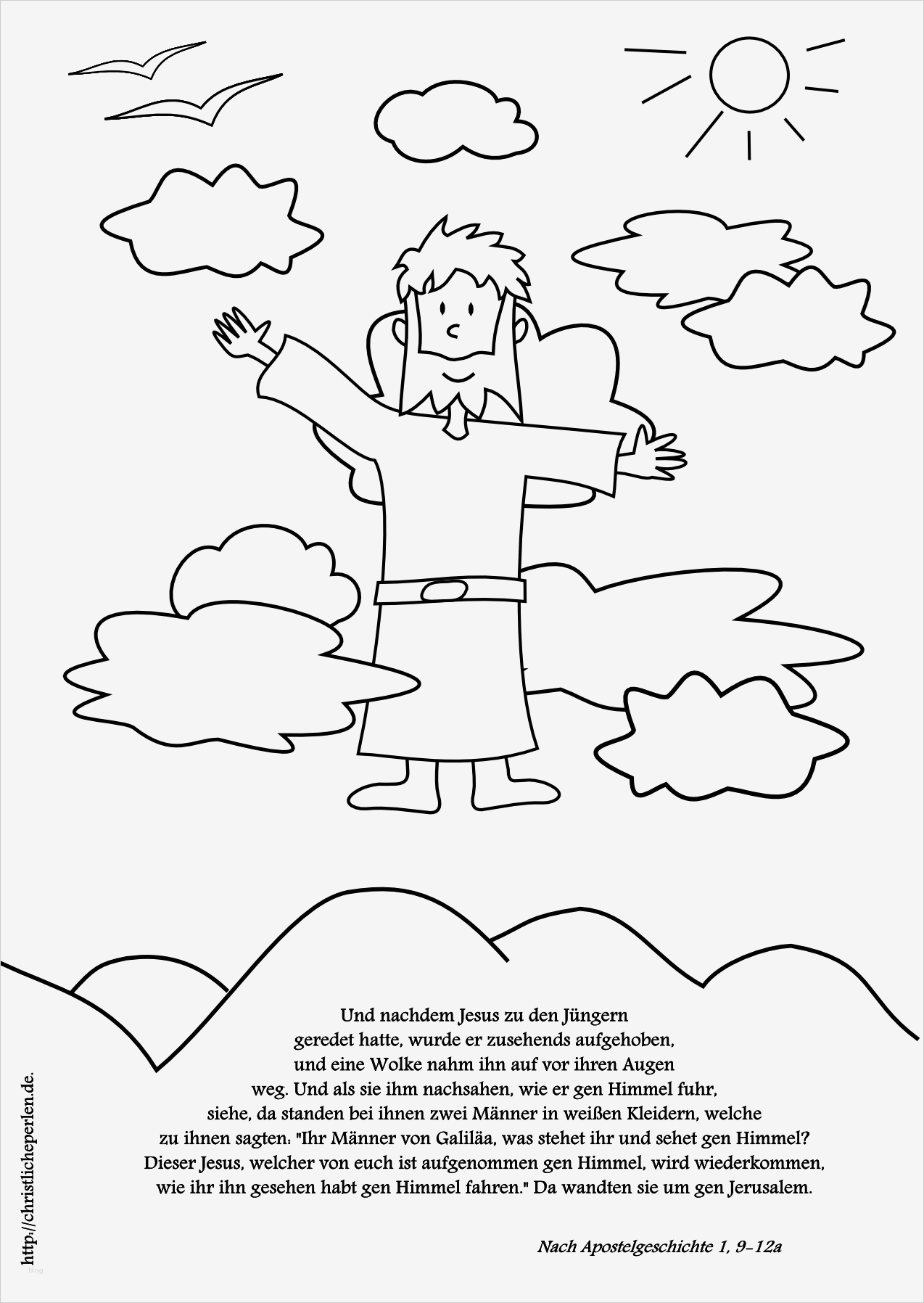 Kindergottesdienste Vorlagen Erstaunlich Basteln Wattebild Ausmalbild Zu Himmelfahrt