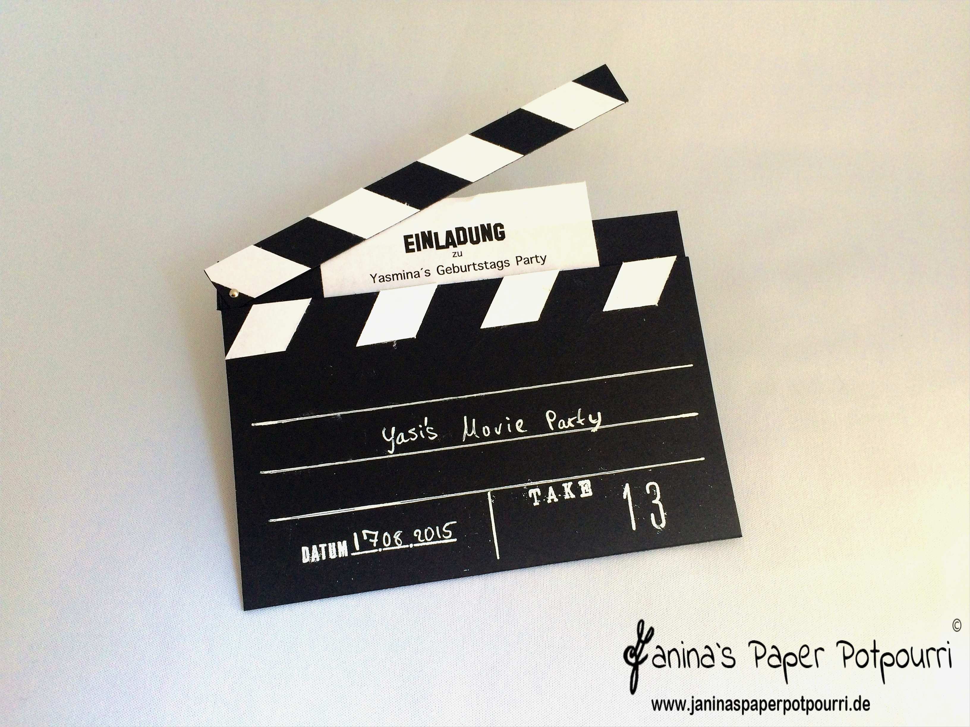 Kinogutschein Basteln Vorlage Bewundernswert Let´s Go to the Movies Einladungskarte Klappe