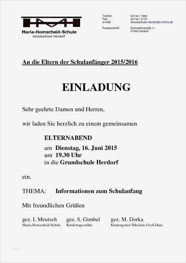 Klassenfahrt Elternbrief Vorlage Großartig Einladung Zum Gemeinsamen Elternabend Grundschule Herdorf