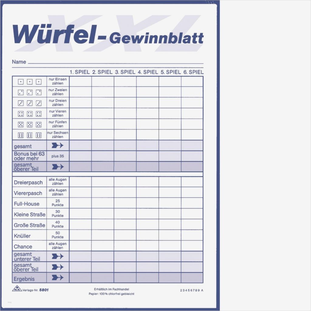 Kniffel Vorlage Drucken Best Of Rnk Würfelblock Xxl 5801 Din A5 Inh 2 Blöcke