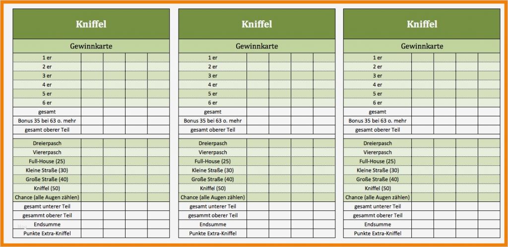 Kniffel Vorlage Kostenlos Neu 9 Kniffel Vordruck Excel