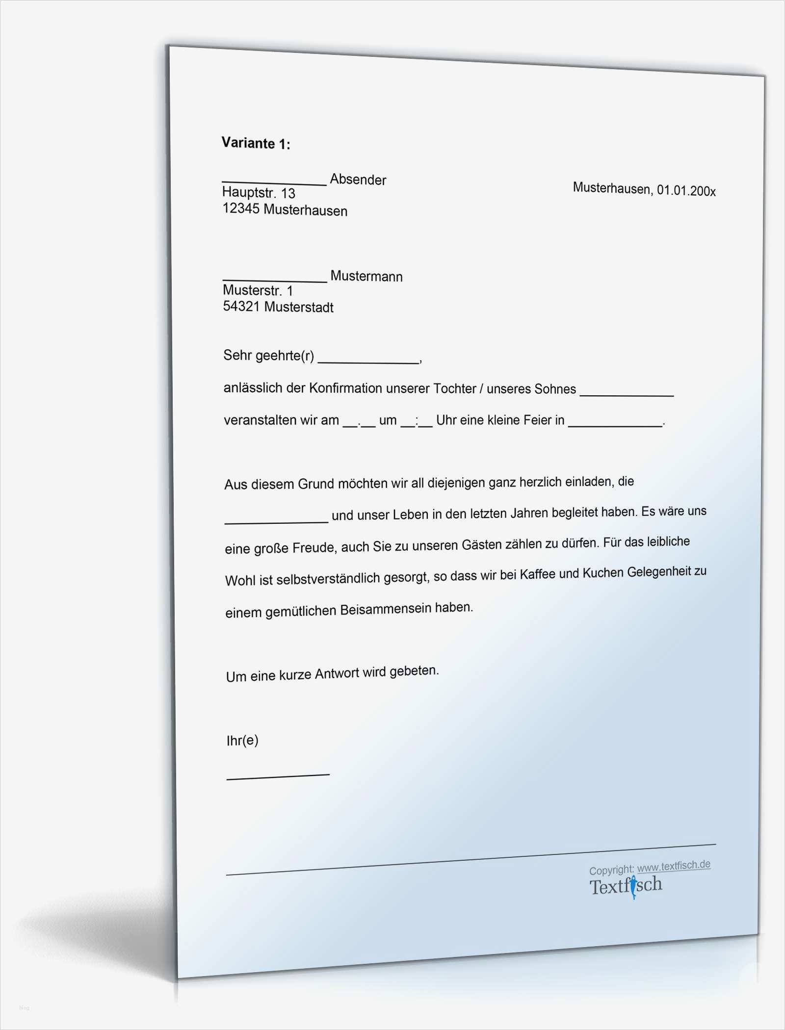 Einladung zur Konfirmation Muster zum Download