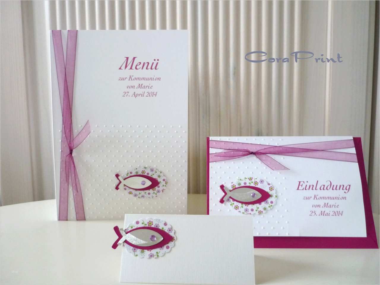Kommunion Einladungen Selber Basteln Vorlagen Hübsch Einladungskarte Zur Kommunion Konfirmation "motiv Marie