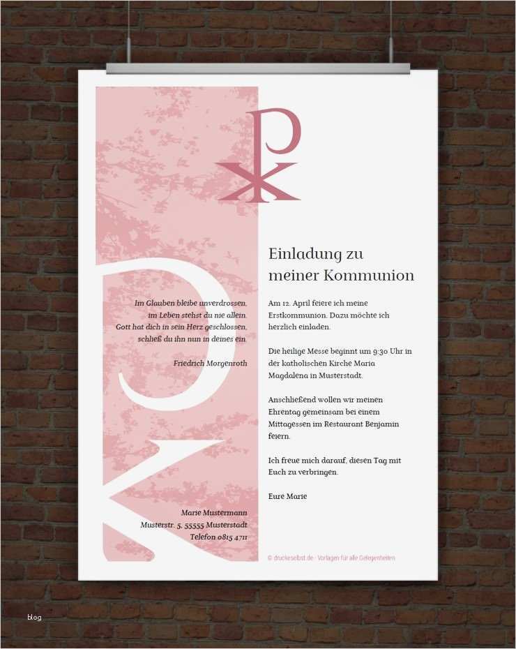 Konfirmationskarten Vorlagen Neu Drucke Selbst Kostenlose Einladung Für Kommunion Und Firmung