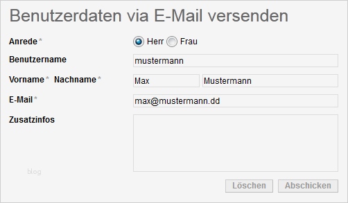 Kontaktformular Vorlage Inspiration formular Für Den Versand Der Login Daten
