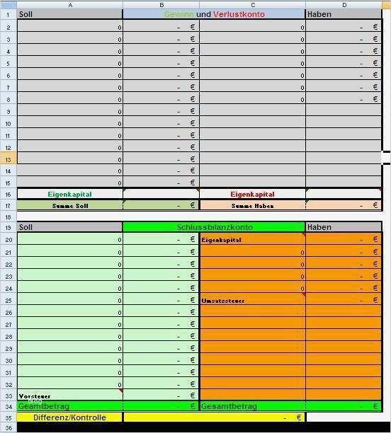 Konten Rechnungswesen Vorlage Angenehm Exceltool "doppelte Buchführung" Für Buchhaltungs Übungen