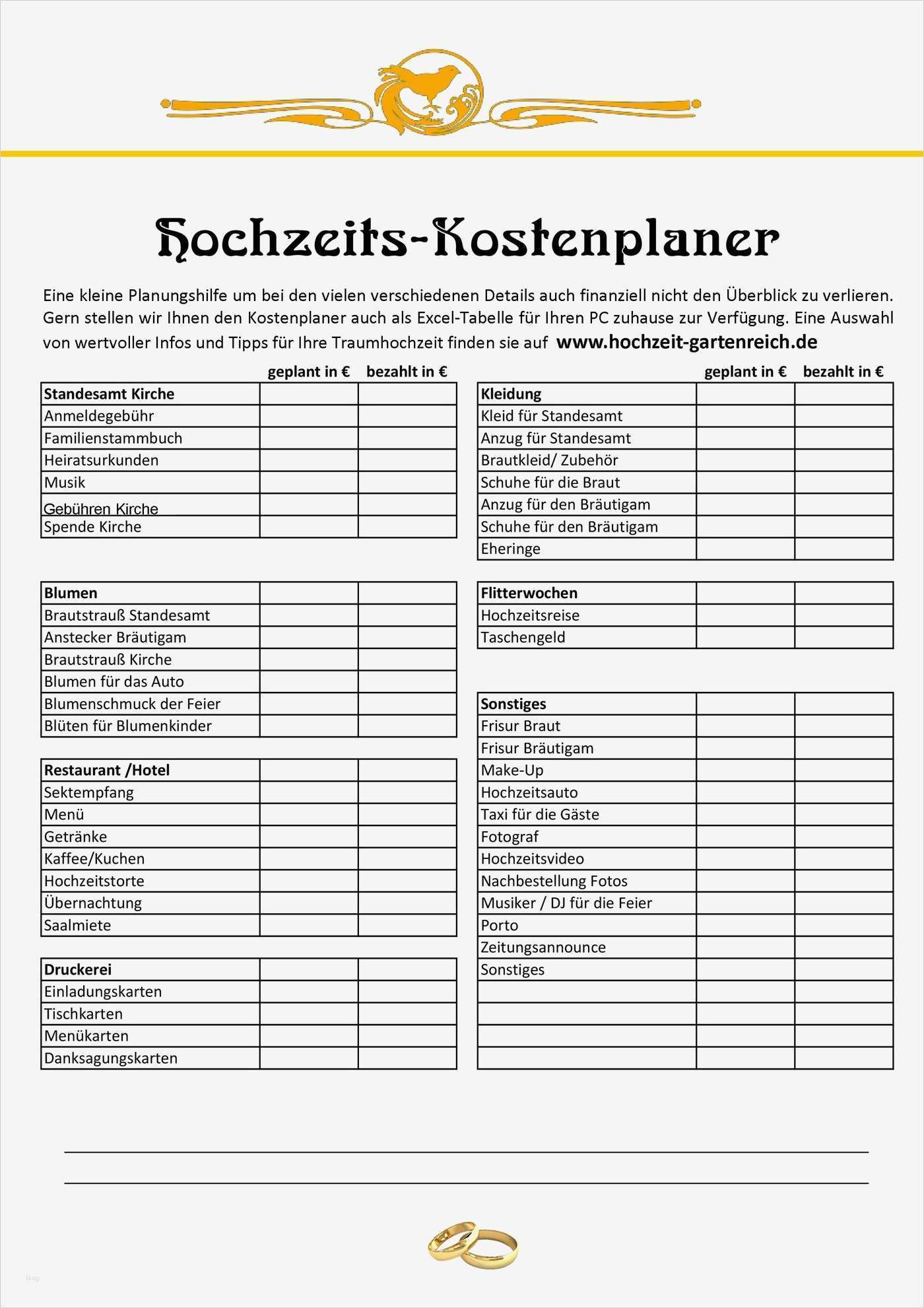 Kostenplan Vorlage Süß Kostenplaner – Heiraten Im Gartenreich