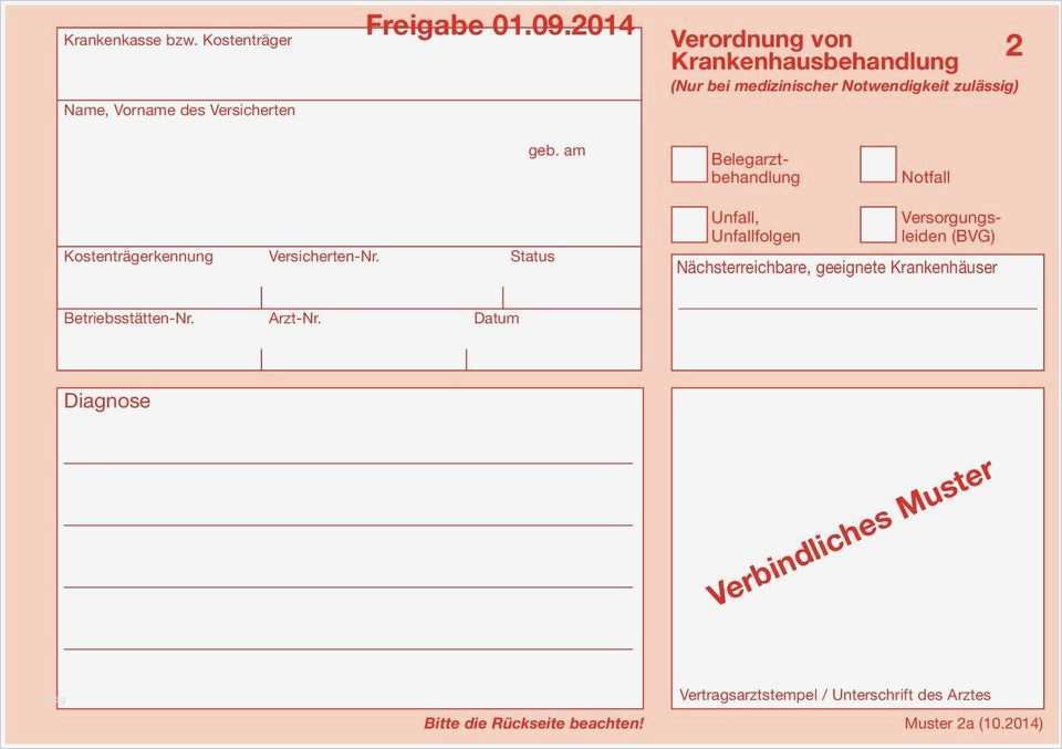 Kostenübernahme Krankenkasse Vorlage Neu Arbeitsunfähigkeitsbescheinigung Verbindliches Muster