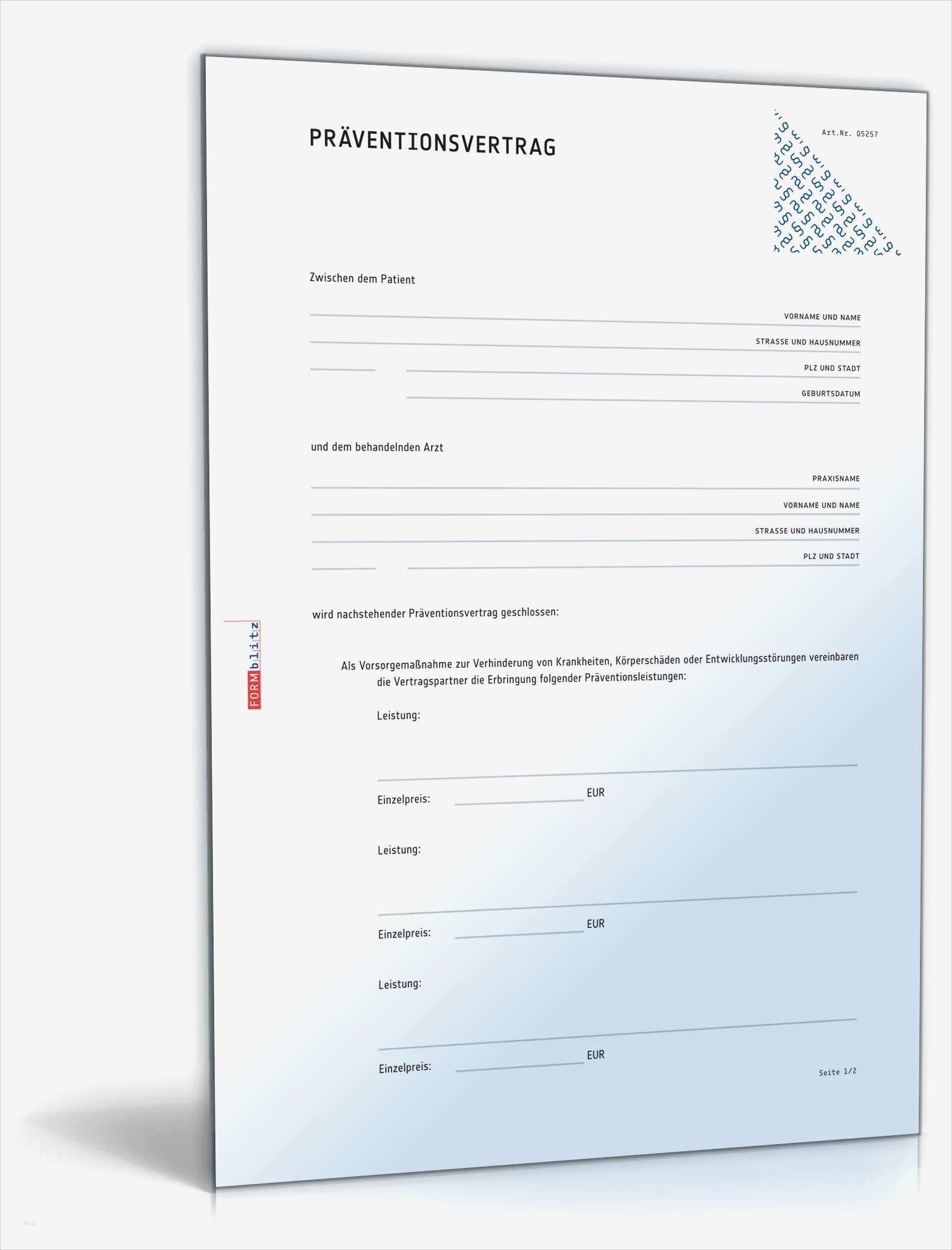 Kostenübernahme Vorlage Hotel Schön Präventionsvertrag