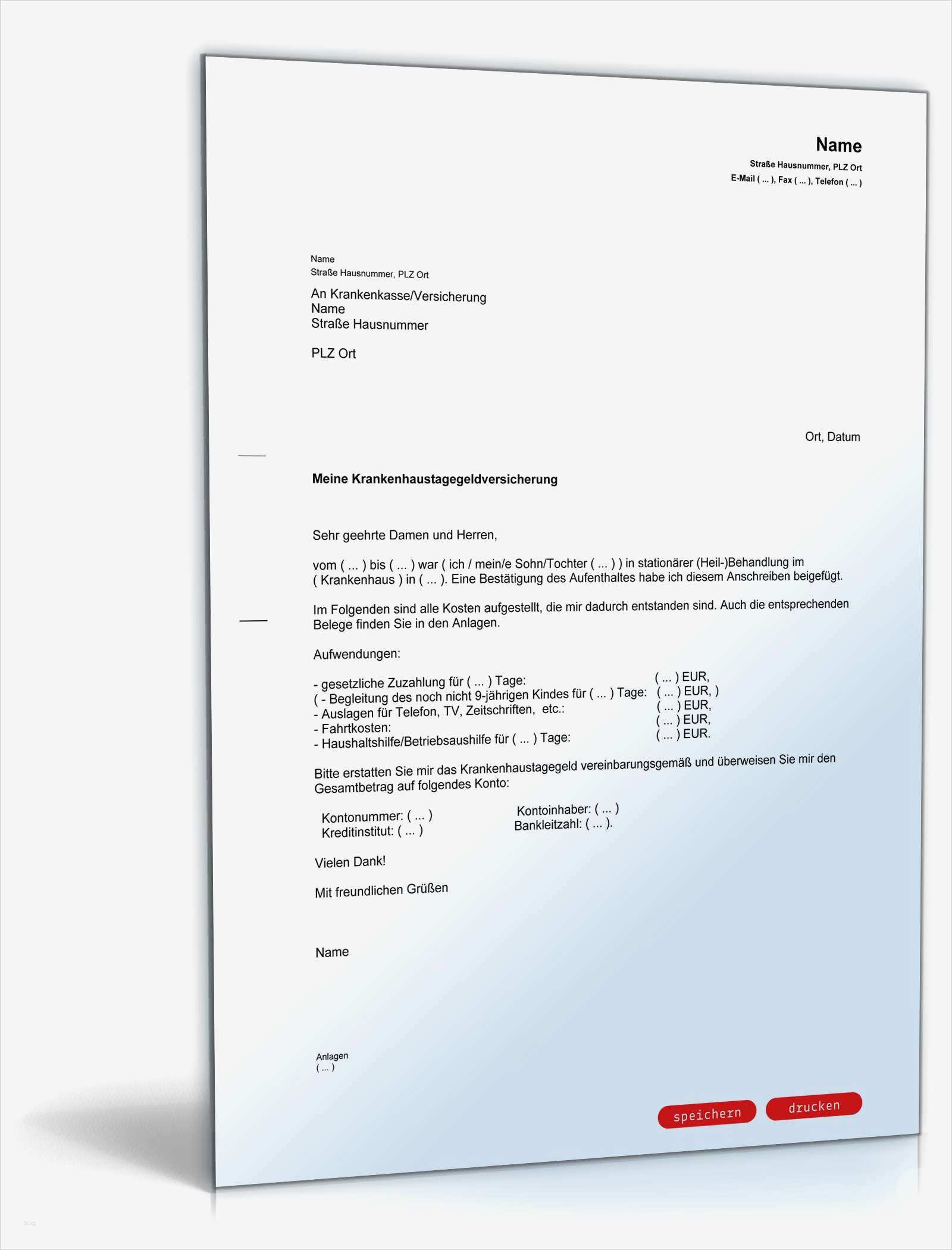 Kostenübernahme Vorlage Krankenkasse Fabelhaft Antrag Auf Erstattung Von Krankenhaustagegeld