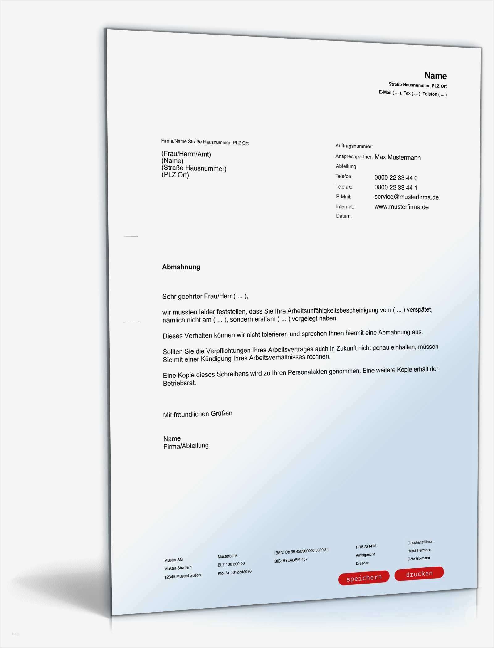 Krankmeldung Email Vorlage Luxus Muster Abmahnung Verspäteter Arbeitsunfähigkeitsattest