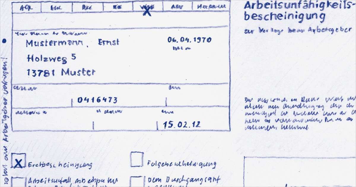 Krankmeldung Email Vorlage Wunderbar Arbeitsunfähigkeitsbescheinigung Krankenkasse Vorlegen