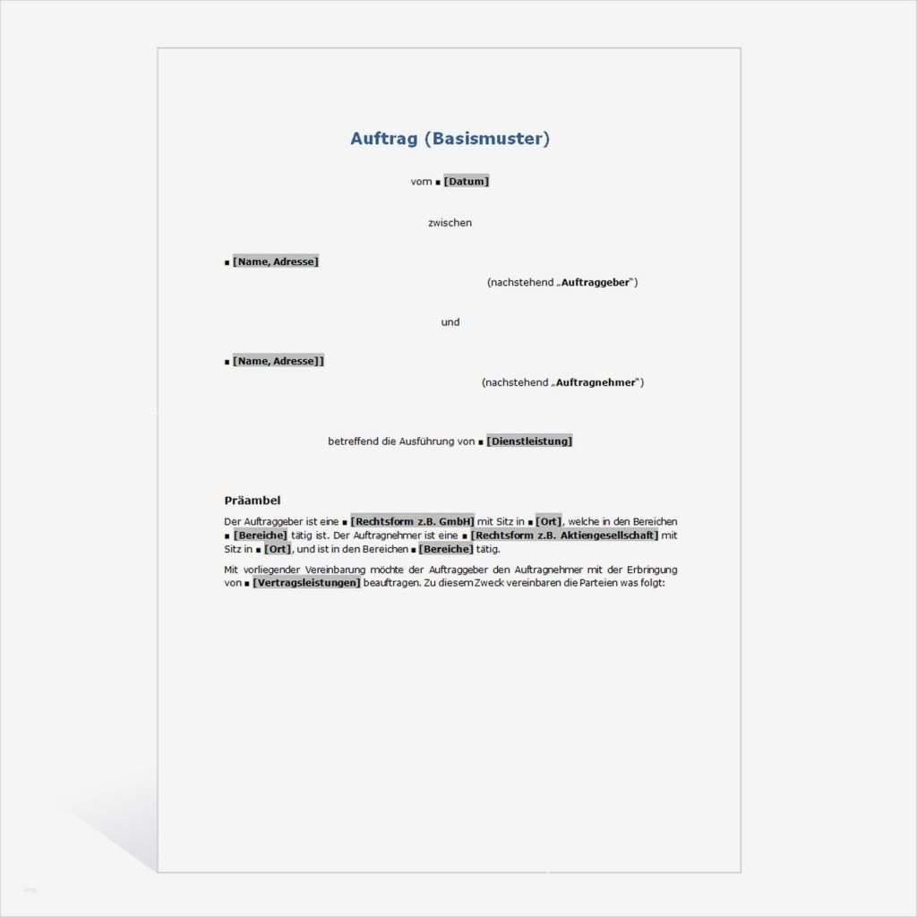 Krankmeldung Per Email Vorlage Fabelhaft Muster Auftrag Basismuster