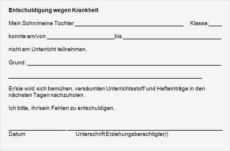 Krankmeldung Schule Vorlage Schönste formulare
