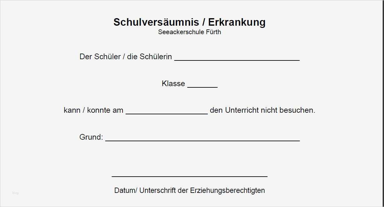 Krankmeldung Schule Vorlage Süß Seeackerschule Fürth