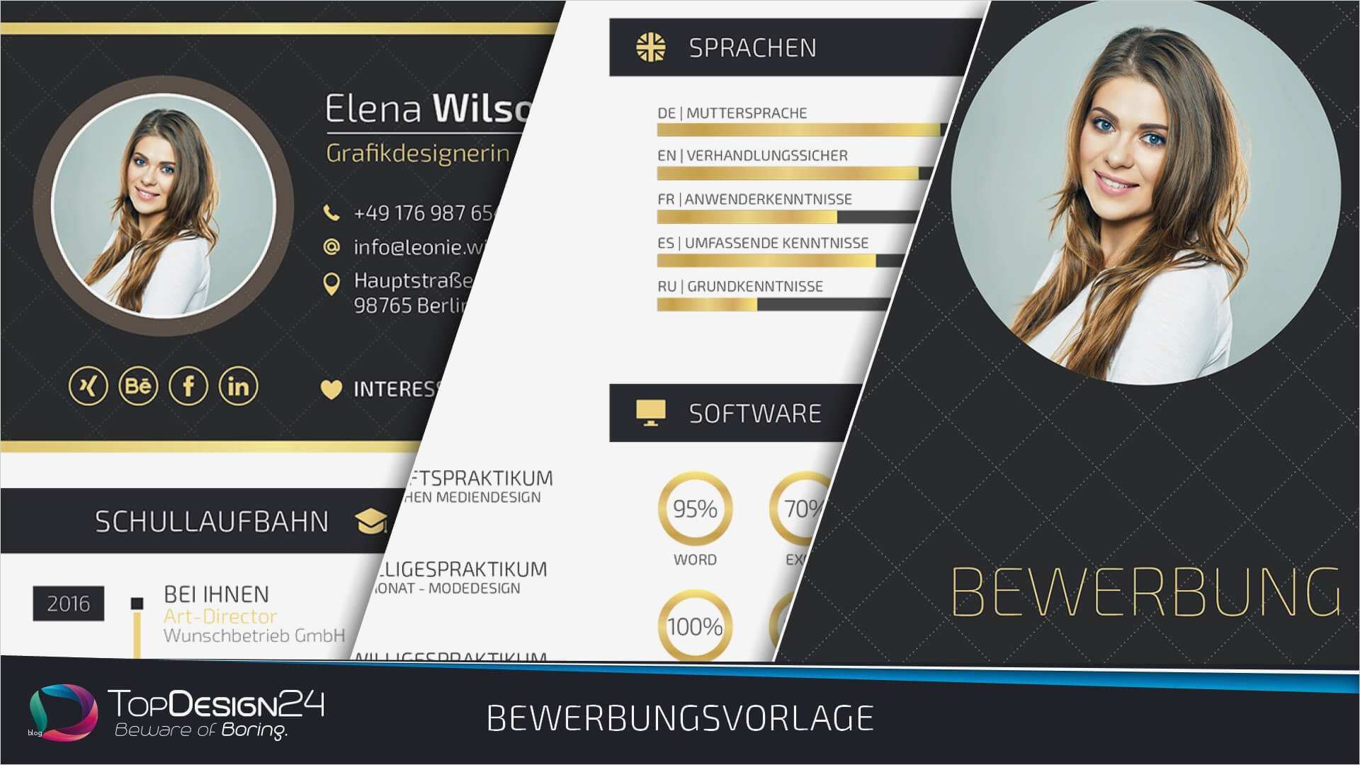 Kreative Bewerbung Vorlage Erstaunlich Kreative Bewerbung topdesign24 Bewerbungsvorlage Word 2017